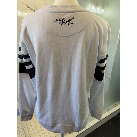 Karl Lagerfeld Paris | Womens Sweatshirt Black White Striped Eiffel Tower -M - Picture 2 of 5